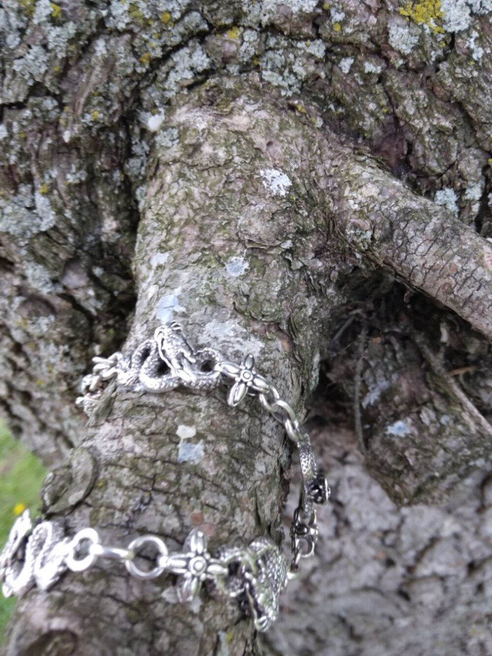 Artisan of Bali Sterling Silver Dragon Link Bracelet 7.5 Inches Adjustable - Picture 9 of 13